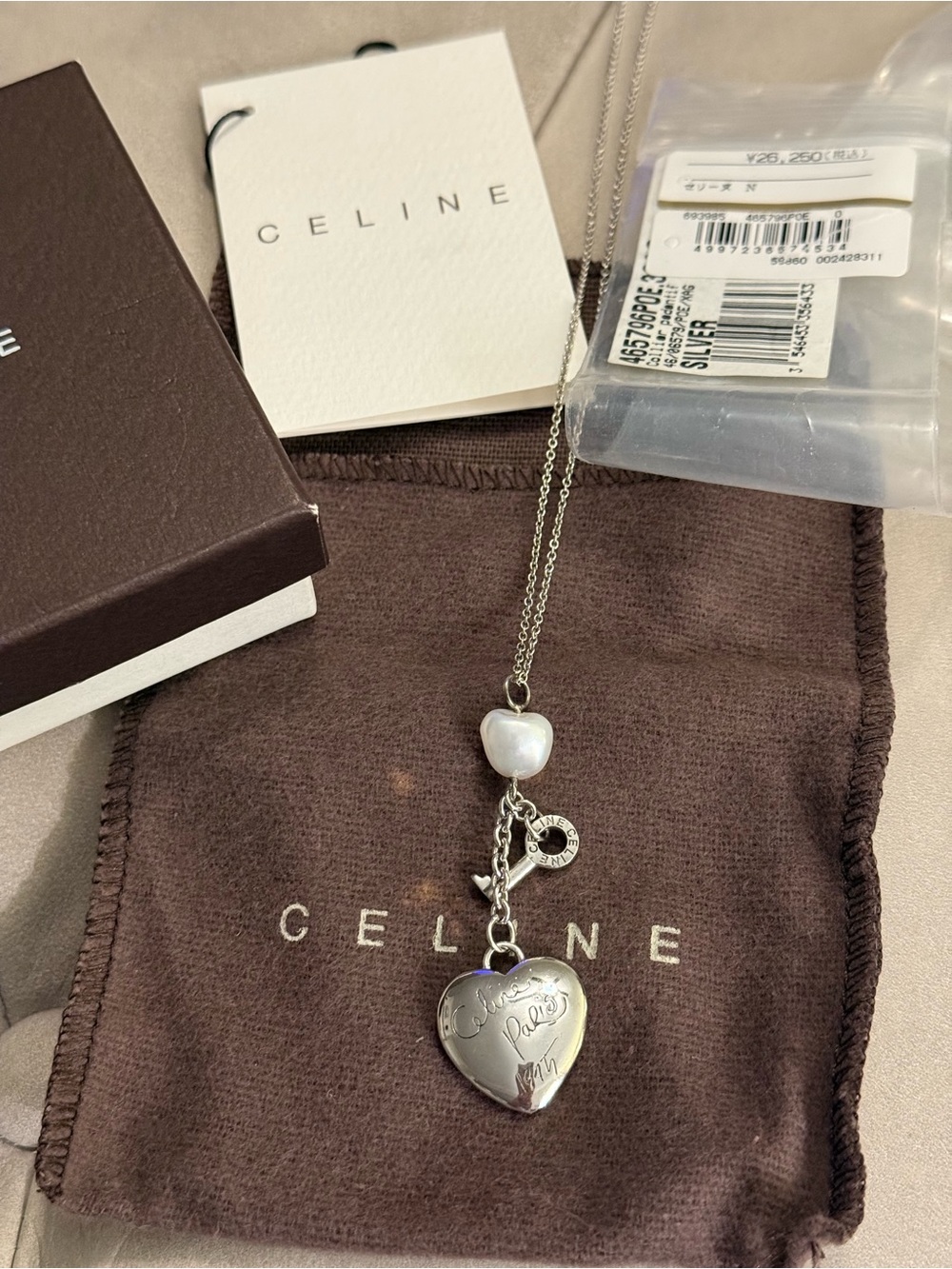 Sterling Silver Celine Heart Necklace-Authentic